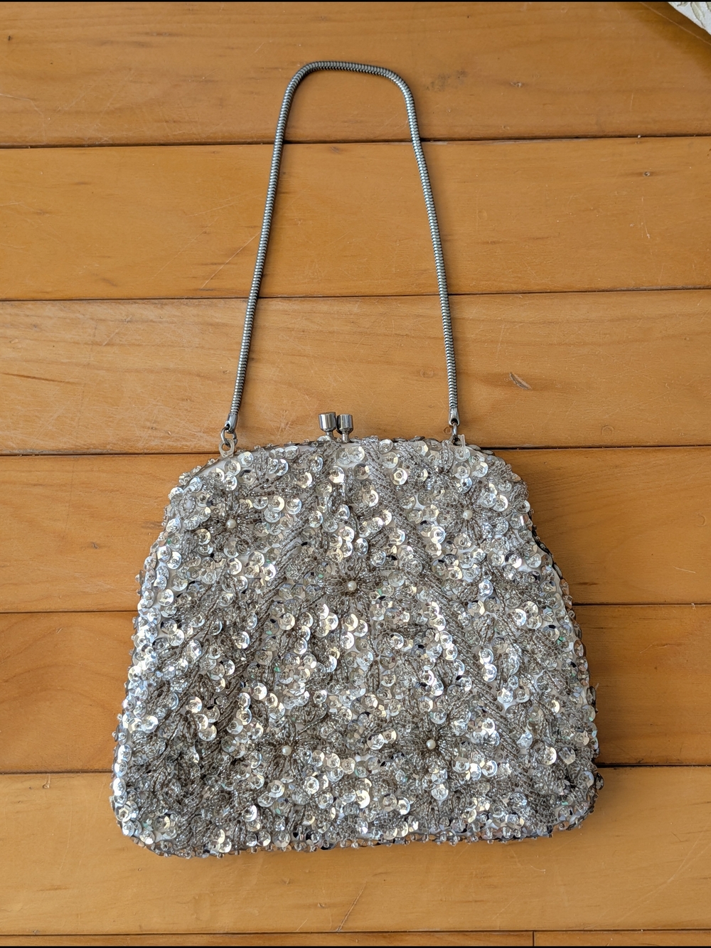 Vtg Handmade Sequin Evening Bag
